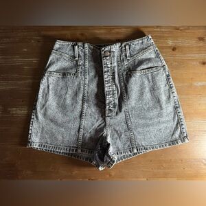 High Waist Gray Denim Shorts